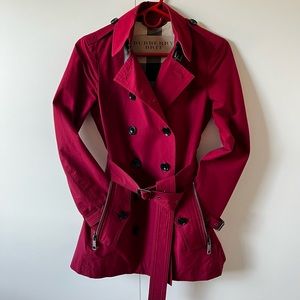 Burberry Brit Red Short Brookesby Trench Coat Jacket